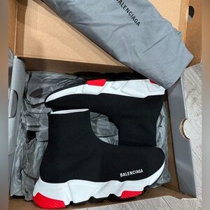 Balenciaga Black and Red Speed Trainer